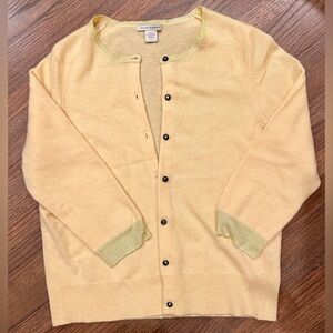 White + Warren 100% Cashmere Cardigan Butter Yellow